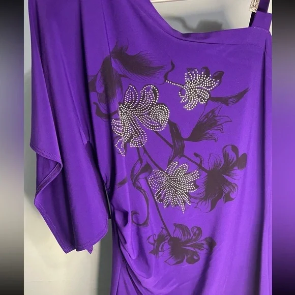 Solar - Womens Dressy Purple Rhinestone top - Picture 9 of 11
